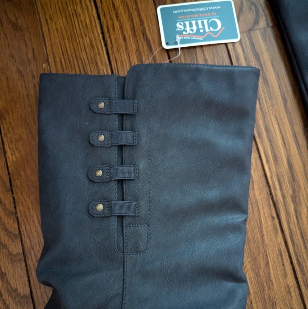 🆕 NWT Cliffs by White Mountain navy faux suede flat knee high boots - Picture 9 of 11